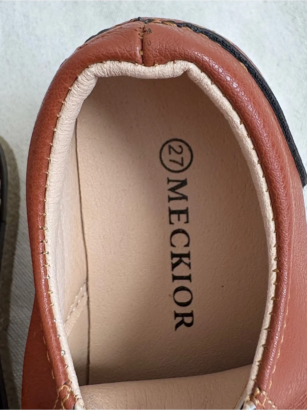 MECKIOR Boys Faux Leather Lace-Up Oxford Dress Shoes Brown US 10 EU 27